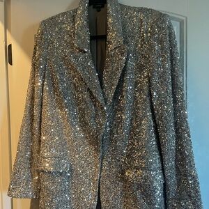 Express Silver Sequin Blazer